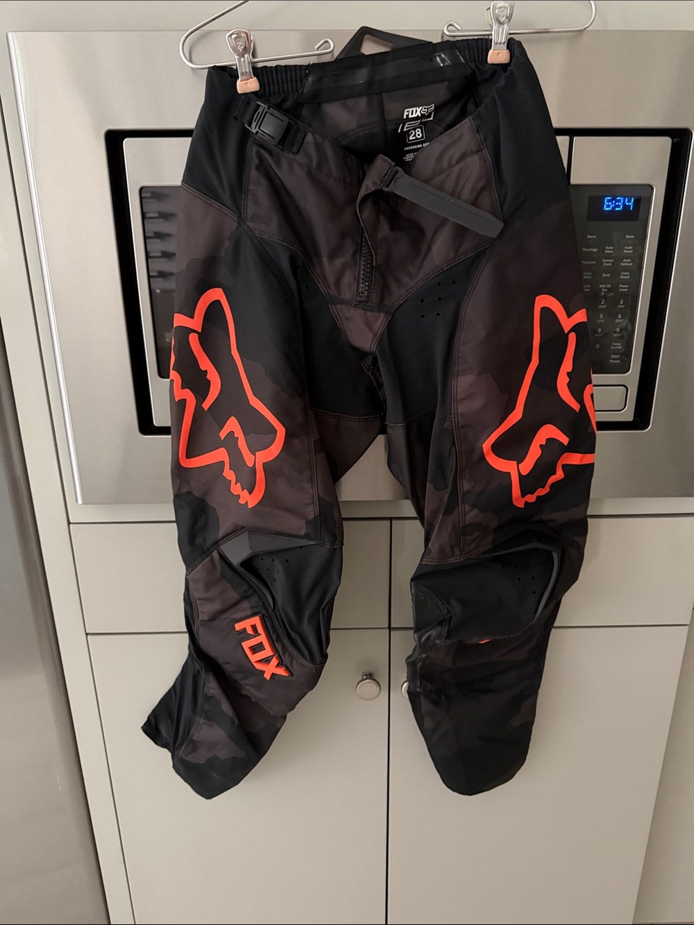 Fox Men's Black Pants with Bright Orange Fox Head Graphics